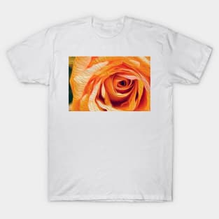 Orange rose oil paint effect. T-Shirt